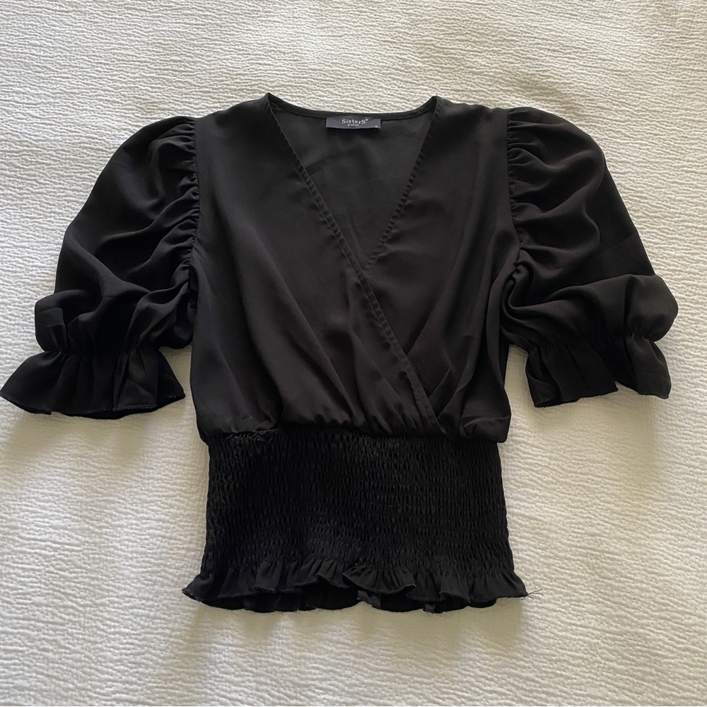 Black Puff Sleeve Blouse